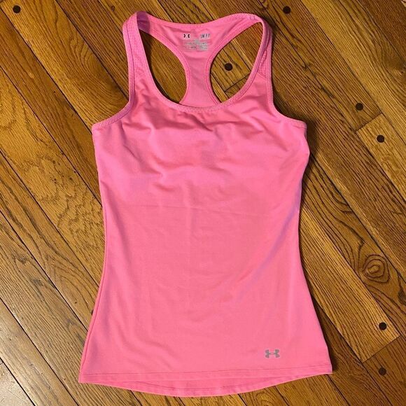 Under Armour pink sleeveless racerback‎ built in bra running workout tank top - Picture 1 of 5